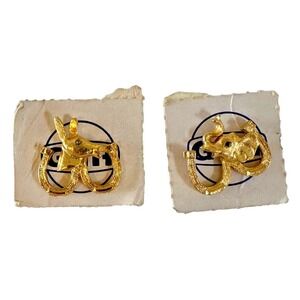 Gulf Oil Gas Political Pin Democratic Republican Horseshoes Brooch Set VTG
